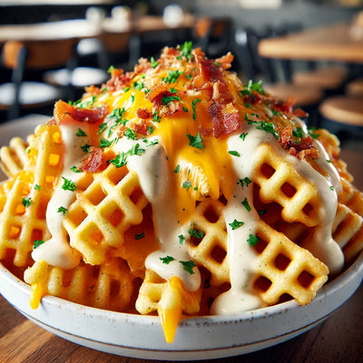 Garlic Cheese Waffle Fries – Crispy, Cheesy & Flavor-Packed