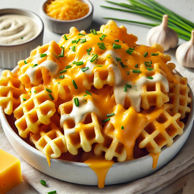 Garlic Cheese Waffle Fries – Crispy, Cheesy & Flavor-Packed